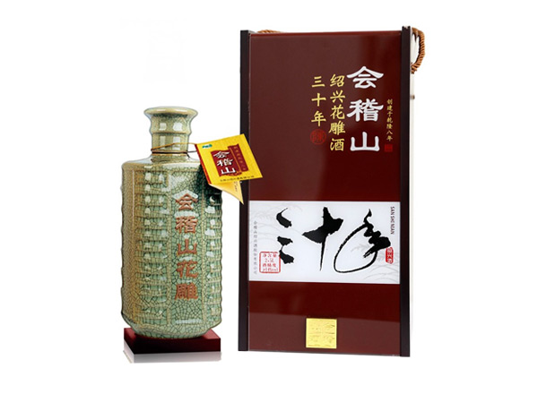 苏州会稽山黄酒回收会稽山三十年绍兴花雕酒30年木盒装2.5L黄酒